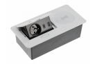 - AVARO PLUS zapuštěná kancelářská prodlužovací šňůra, 1x GN French, USB A+C, 5W indukční nabíječka, 1,5m kabel, stříbrná